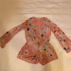 PINK FLORAL ROMPER NEVER WORN